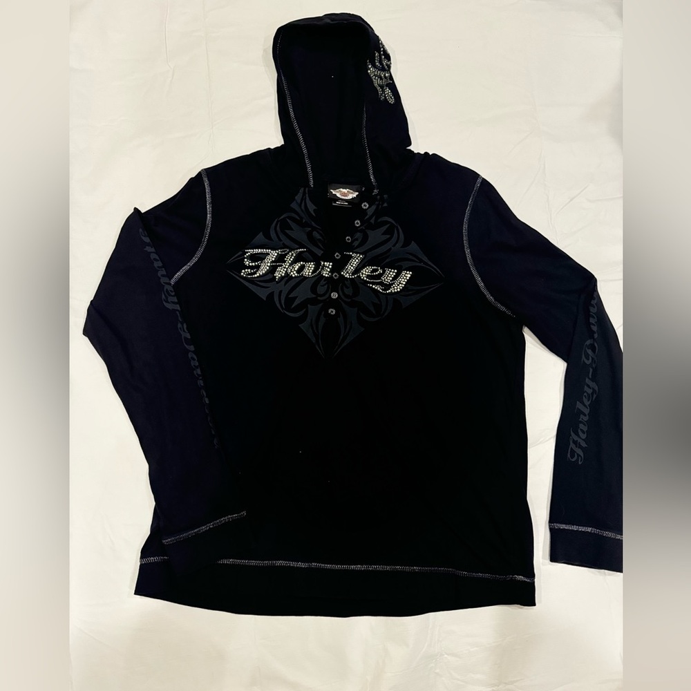 Harley-Davidson Black Hooded Long Sleeve Sweater